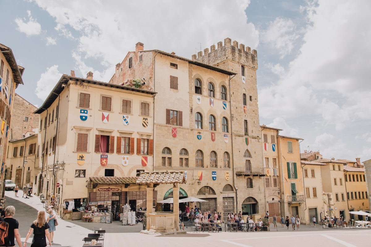 People walking on street in Arezzo, Tuscany, Italy