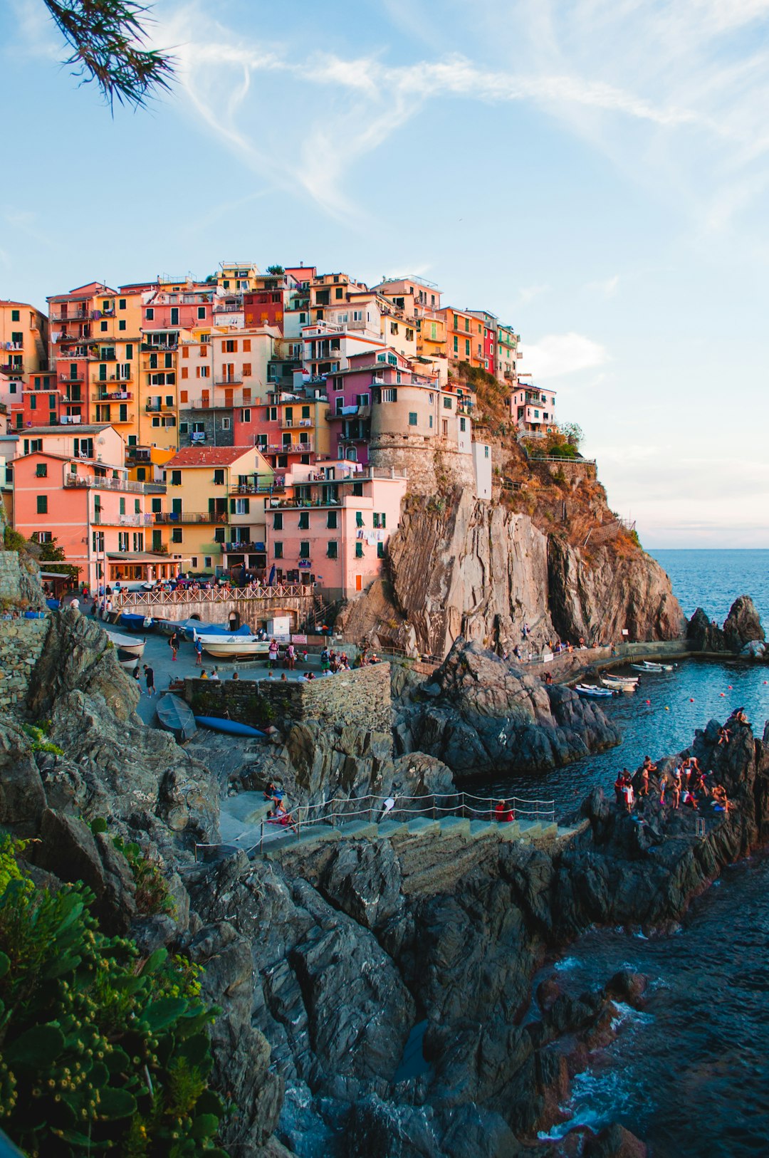 Colorful houses of Manarola village stacked on the cliffs above the Ligurian Sea, Cinque Terre