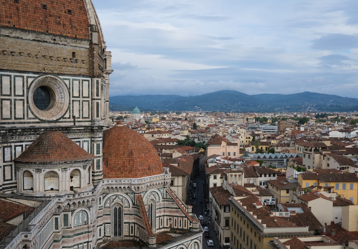 Florence Duomo and terracotta rooftops viewed from above