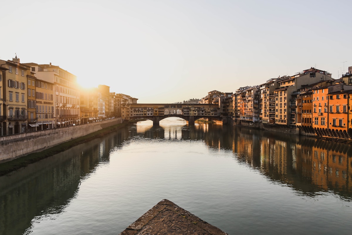 Body of water between buildings, Florence, Italy