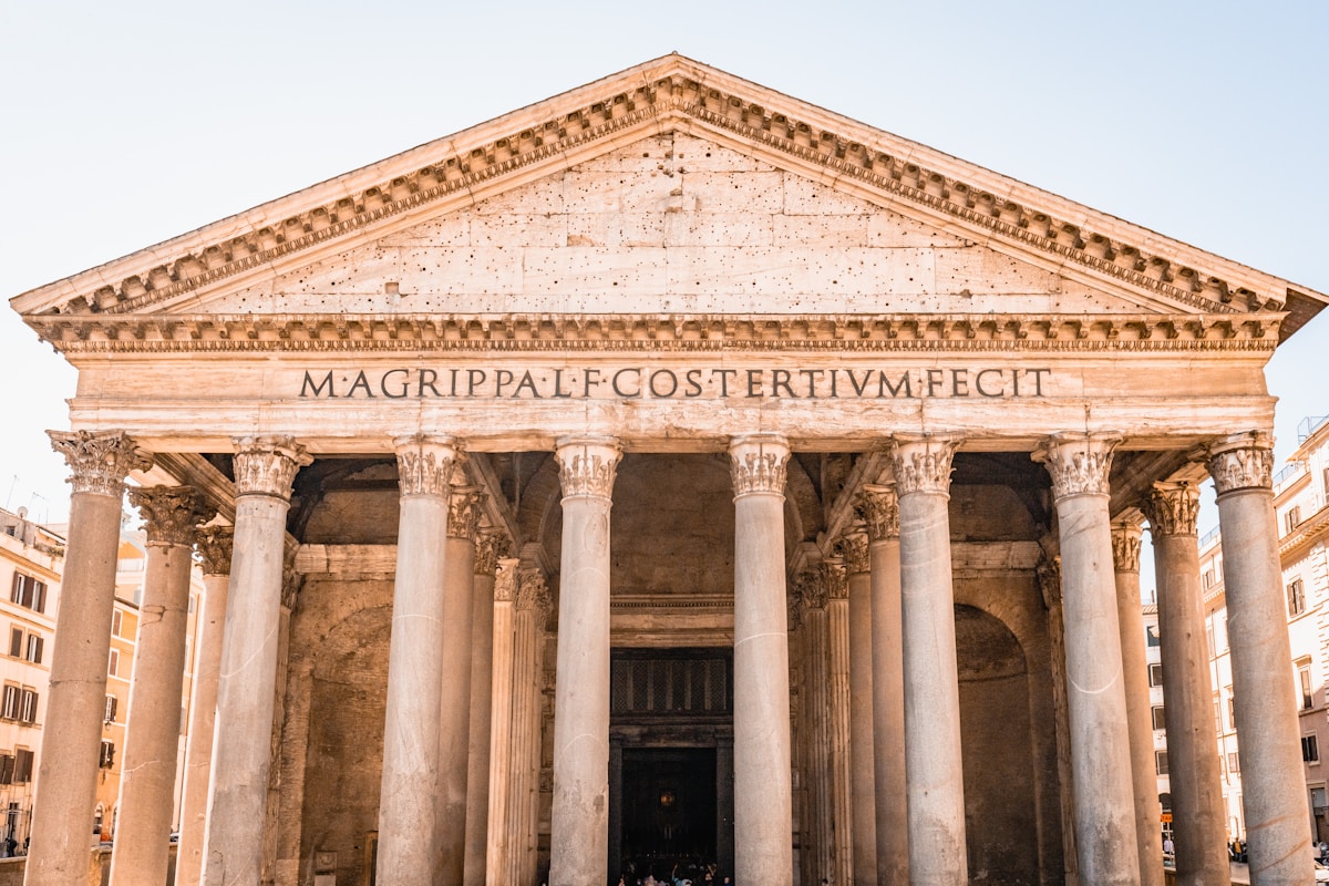 Facade and columns of the Pantheon, Rome, Italy