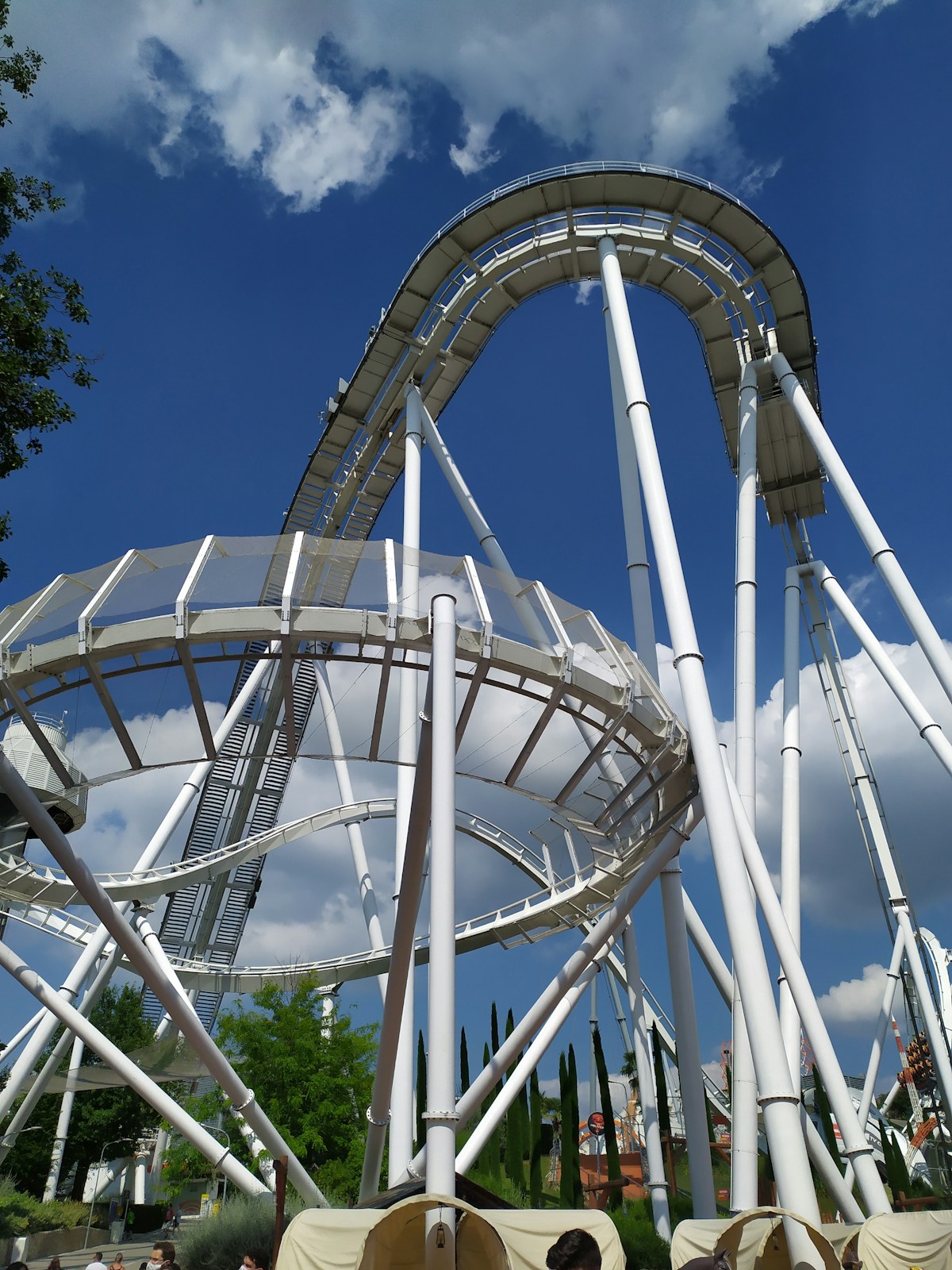 Roller coaster at Gardaland theme park, Ronchi, Lake Garda, Italy