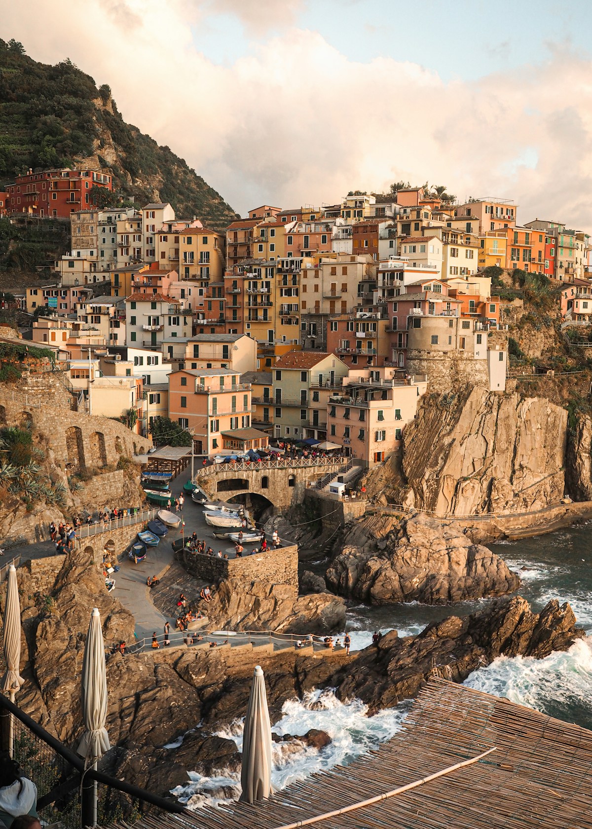 Colourful houses above the sea in Manarola, Cinque Terre, Liguria, Italy