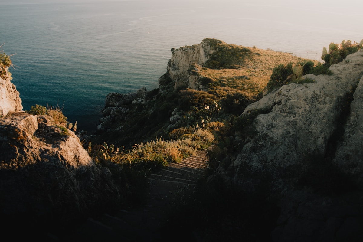 Ocean view from clifftop, Polignano a Mare, Puglia, Italy