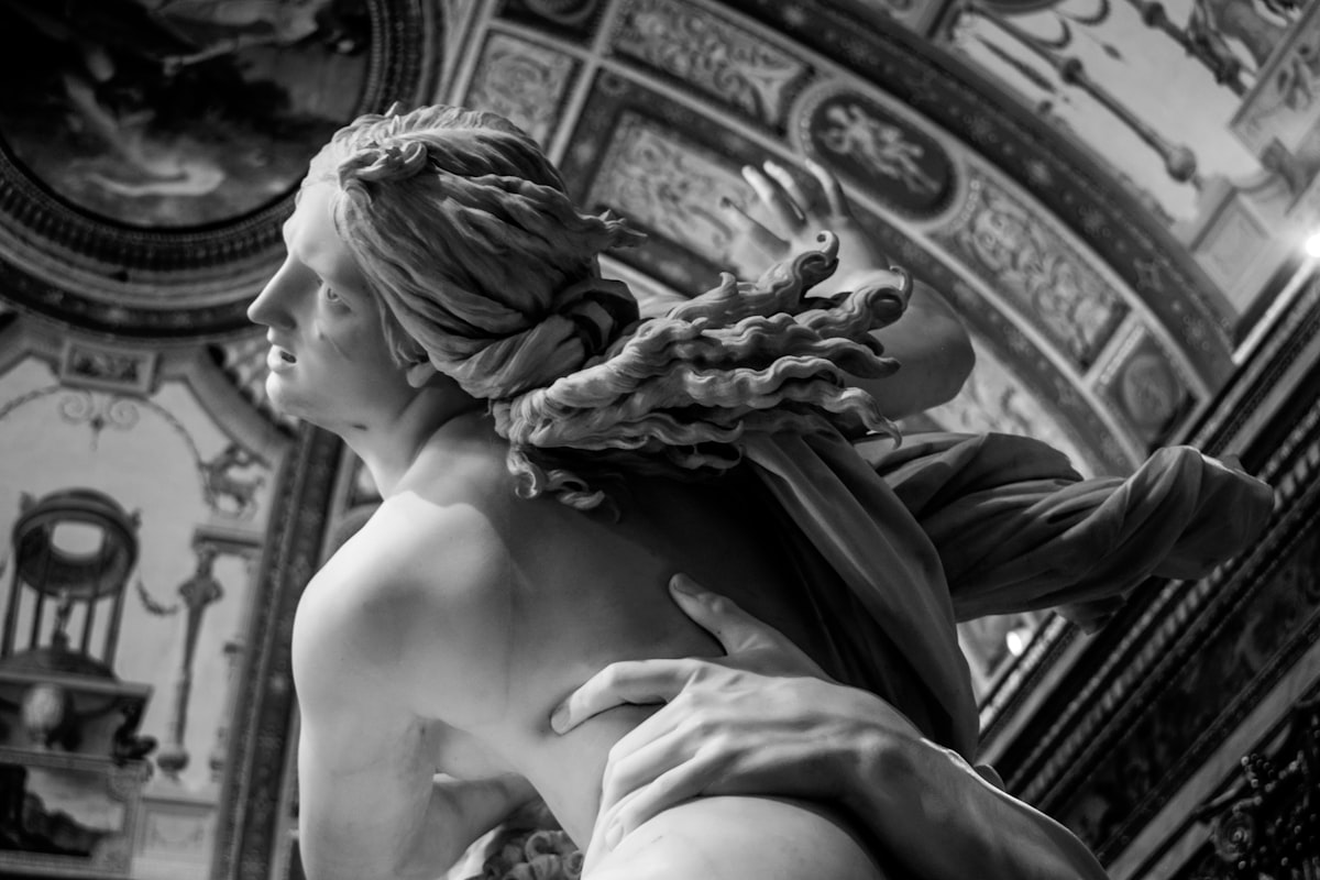 Bernini's Rape of Proserpina marble sculpture at the Borghese Gallery in Rome
