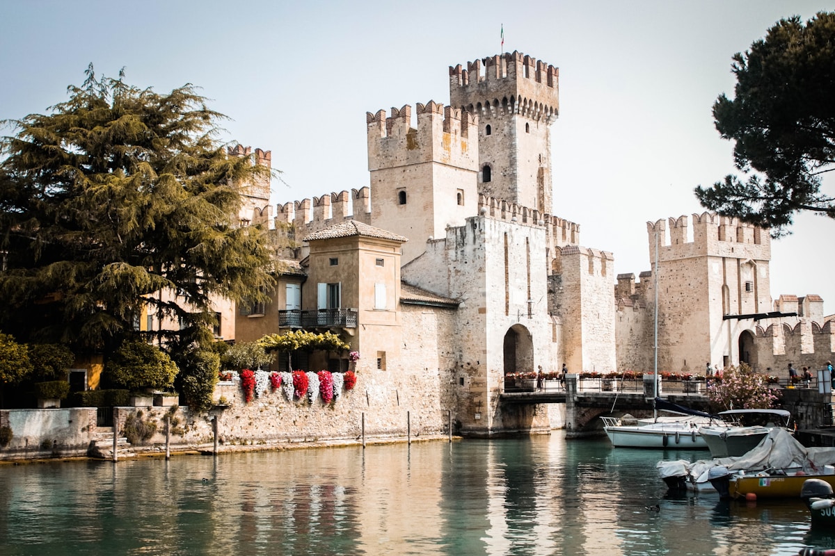 Scaliger Castle next to the water, Sirmione, Lake Garda, Italy