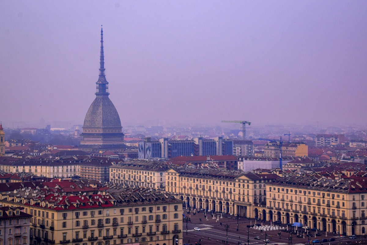 Grand building in central Turin, Piedmont, Italy